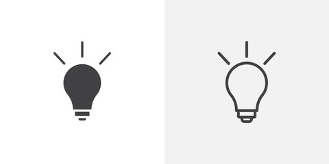 Poster - Bulb icons vectors illustrations in black fill and liner versions