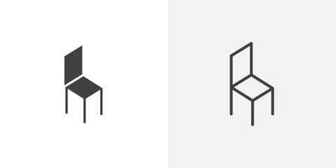 Poster - Chair icons vectors illustrations in black fill and liner versions