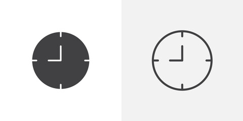 Poster - Clock nine icons vectors illustrations in black fill and liner versions