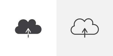 Poster - Cloud upload icons vectors illustrations in black fill and liner versions