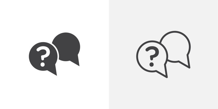 Comment question icons vectors illustrations in black fill and liner versions