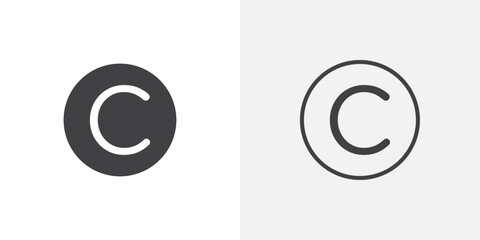 Poster - Copyright icons vectors illustrations in black fill and liner versions