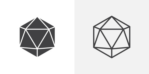Poster - Dice d20 icons vectors illustrations in black fill and liner versions