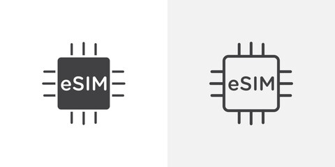 Poster - ESIM icons vectors illustrations in black fill and liner versions