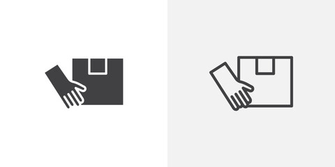 Poster - Hand holding box icons vectors illustrations in black fill and liner versions