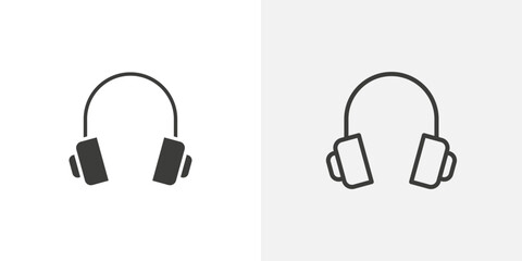 Poster - Headset icons vectors illustrations in black fill and liner versions