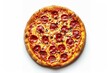 © mehaniq41 - Fresh pepperoni pizza with basil on white background. Neural network AI generated
