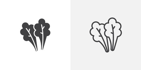 Poster - Lettuce icons vectors illustrations in black fill and liner versions