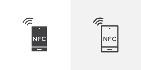 Poster - NFC communication icons vectors illustrations in black fill and liner versions