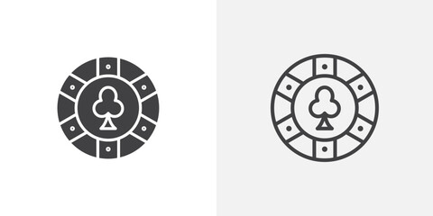Aufkleber - Poker chip icons vectors illustrations in black fill and liner versions