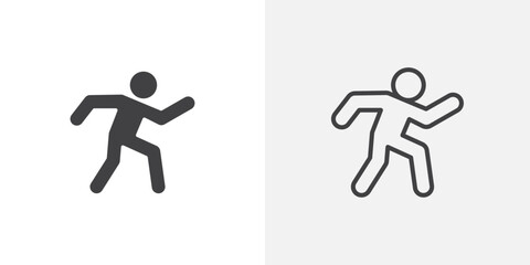 Poster - Running icons vectors illustrations in black fill and liner versions