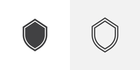 Poster - Shield icons vectors illustrations in black fill and liner versions