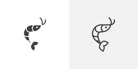 Poster - Shrimp icons vectors illustrations in black fill and liner versions