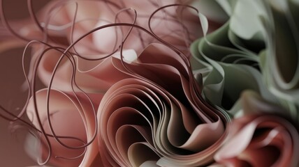 Poster - Abstract image of swirling, layered pastel fabrics creating a dynamic and visually appealing composition.