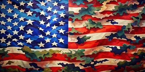 Wall Mural - Artistic American Flag Camouflage Pattern Background - Patriotism Design