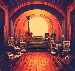 Poster - illustration of music background.