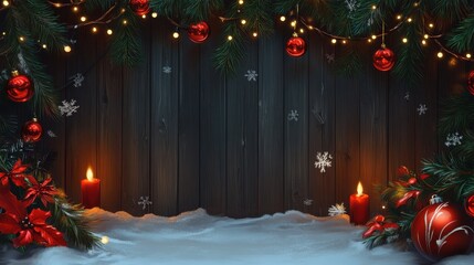 Wall Mural - christmas decoration on wooden background