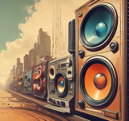 Poster - illustration of music background.