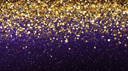 Wall Mural - purple and gold abstract glitter bokeh background. holiday texture confetti celebration wallpaper.