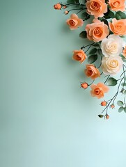 Poster - Serene nature inspired garland of delicate rose blossoms in a soft watercolor style aesthetic evocative of Impressionist painting techniques with a hazy muted color palette and a blurred