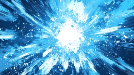 Poster - abstract blue light explosion, radiating energy, bright, dynamic, powerful.