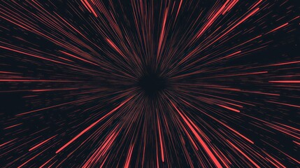 Poster - abstract red light streaks radiating from a central point, creating a dynamic and energetic visual.