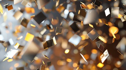 Poster - A glittery, abstract background of gold and silver squares.