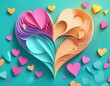 © Argiduna - Tarjeta Felicitacion, Corazón realizado en papel tonos pasteles, Concepto amor