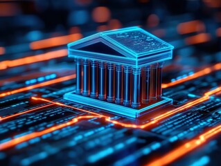 Poster - Futuristic bank technology business finance digital environment 3d visualization modern concept
