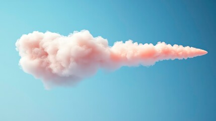 Poster - Realistic pink cloud isolated on blue background fluffy smoke in a blue sky.
