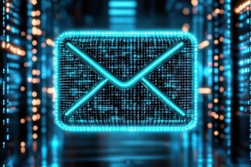 Poster - Automated email marketing tools sending personalized messages in digital environments futuristic technology concept