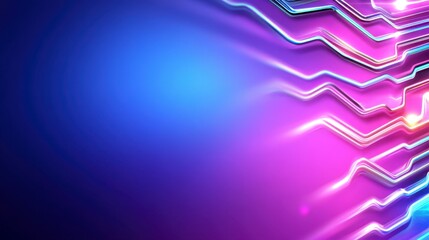 Fototapete - abstract digital art background with vibrant purple, blue, and pink glowing lines and light streaks,