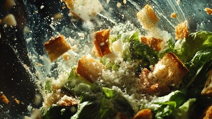 Poster - Salad with Croutons Close Up