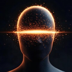 Poster - futuristic abstract representation of a faceless figure digital space art creation dark environment 