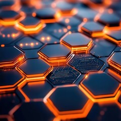 Poster - innovative cybersecurity network design featuring hexagonal patterns digital environment abstract co