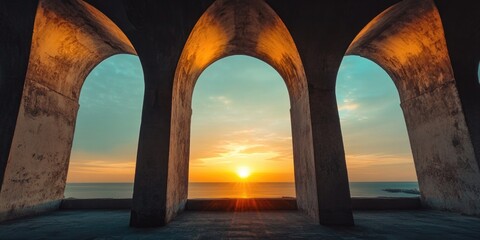 Wall Mural - Sunset Through Building Arches