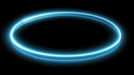 Poster - Glowing Blue Neon Ring with Radiant Light on Black Background