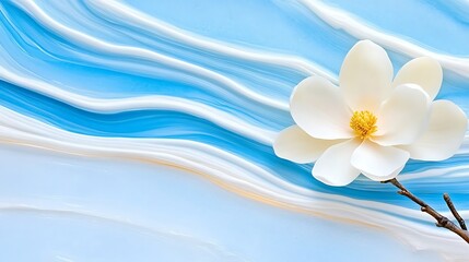 Canvas Print - Flower on blue waves