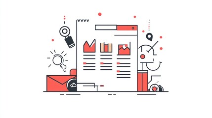 Poster - Web page data analysis, icons, business, abstract