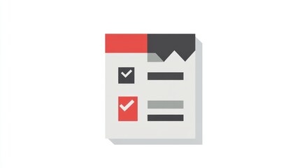 Fototapete - Digital Document with Checkmarks, Flat Design