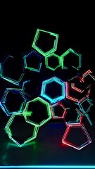 Poster - vibrant geometric shapes shifting and rearranging in a seamless loop, creating a dynamic
