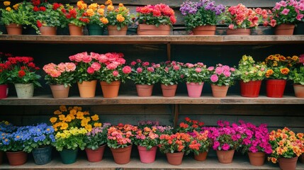 Poster - Potted Flowers on Shelf