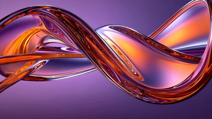 Poster - Abstract Glassy Ribbons and Swirls with Vibrant Orange Hues