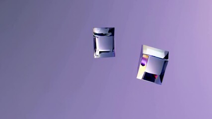 Poster - transparent iridescent cubes shifting and reflecting soft pastel light,