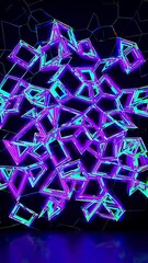 Poster - Vibrant geometric shapes shifting and rearranging in a seamless loop, creating a dynamic