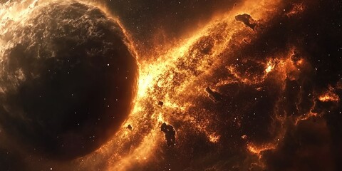 Wall Mural - Space Scene with Planets and Stars