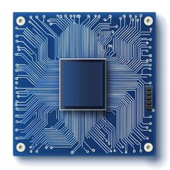 Fototapete - Electronic circuit board isolated on a white background, showcasing computer hardware technology