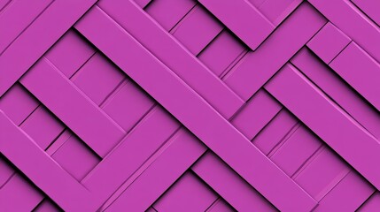 Wall Mural - Close up view of intersecting, vibrant magenta wooden planks, creating a repeating pattern. The planks are meticulously arranged in a lattice