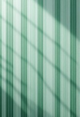 Poster - Sunlight Through Blinds Casting Shadow on Striped Green Wall Texture