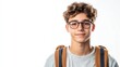 © Chayanin Wongpracha - happy teenage boy with backpack and glasses